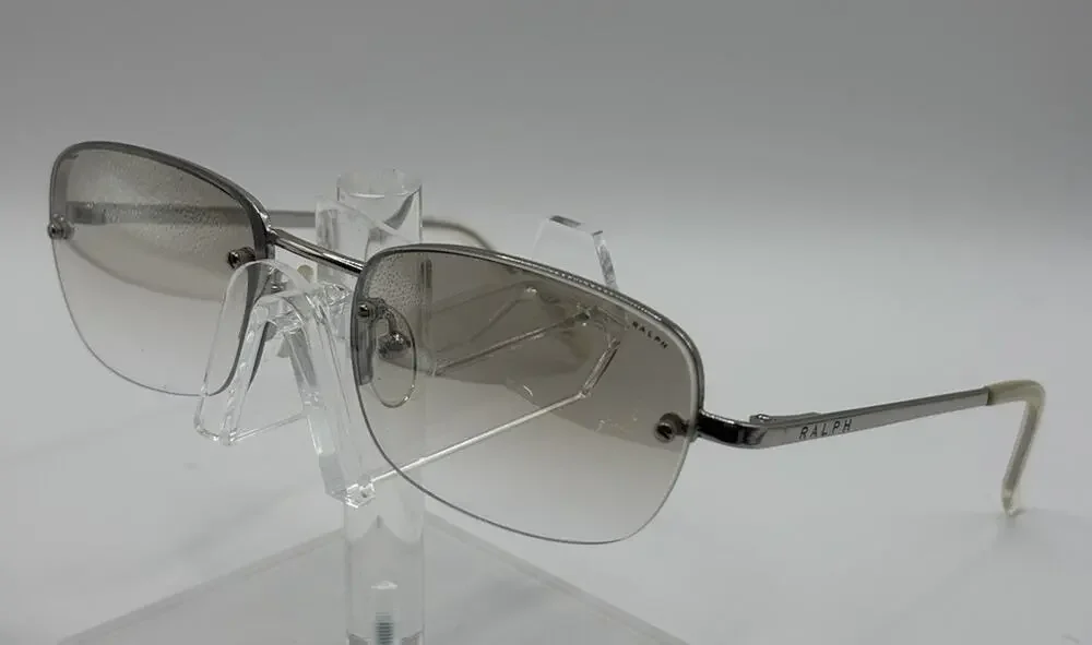 Ralph Lauren 973/S 010 Clear Silver Semi Rimless Sunglasses Vintage Y2K 52-18
